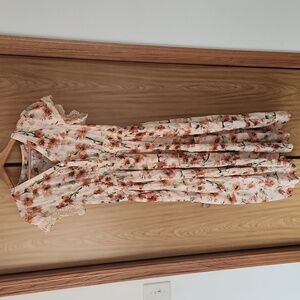 Baltic Born Floral Lace Trim Midi Dress, Size Medium